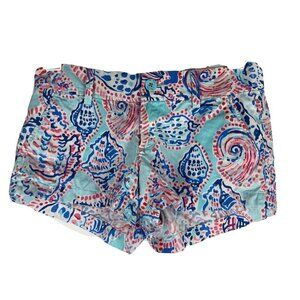 Lilly Pulitzer Womens Walsh Shorts Size 2 Cotton Shell Me About It Novelty Print